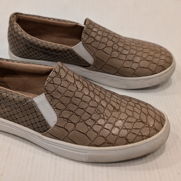 Women's tan snakeskin croc embossed slip-on loafers casual sneakers size 38 - Picture 10 of 12